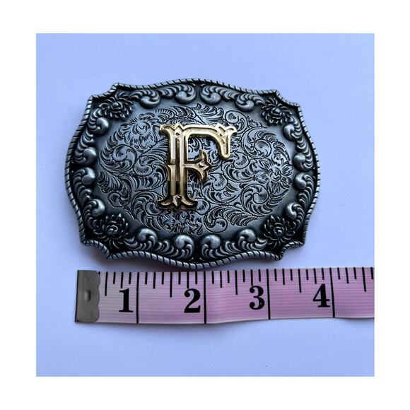 Initial F Letter F Belt Buckle - Picture 2 of 8
